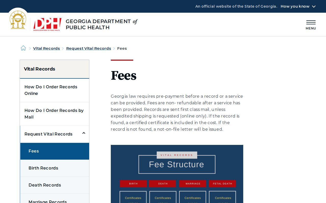 Dunwoody people search and Georgia vital record fees