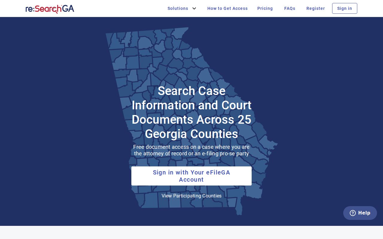 Dunwoody people search on the Georgia court case screen