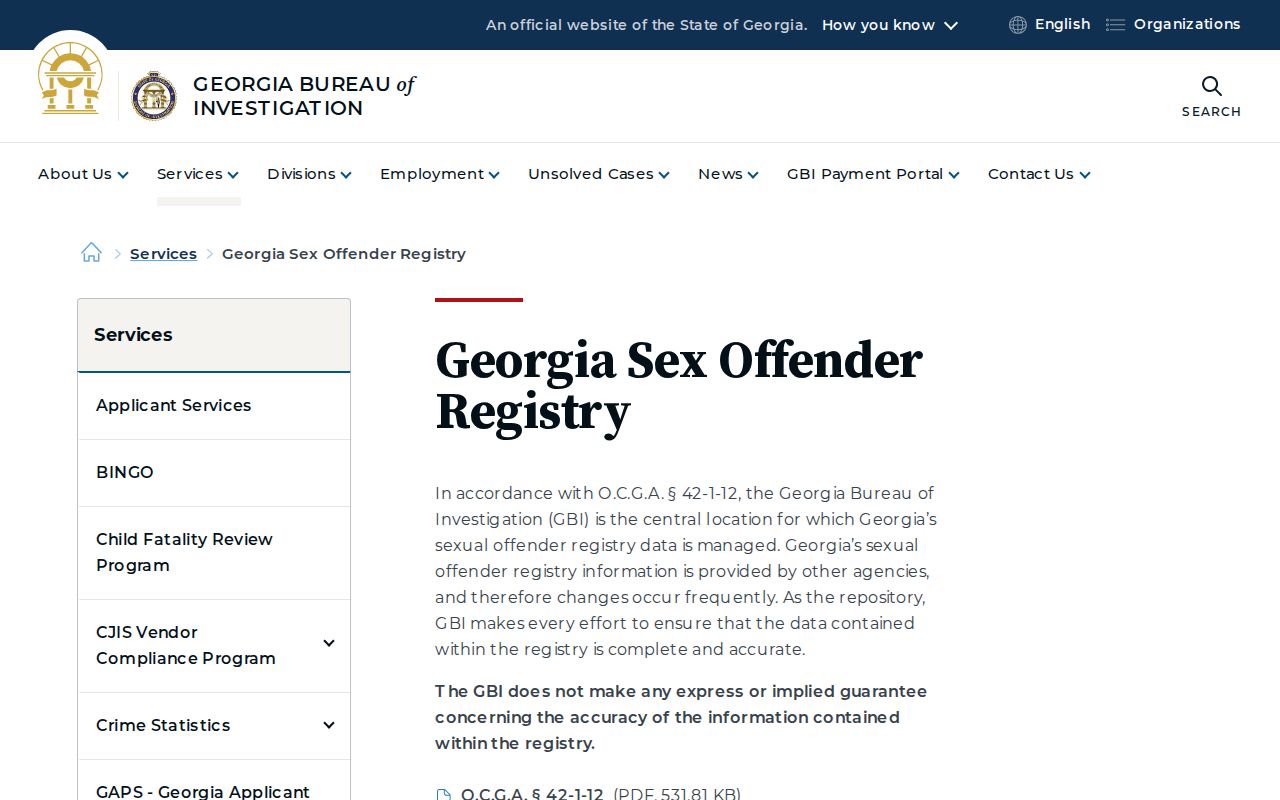 Dunwoody public records access through the official Georgia offender registry