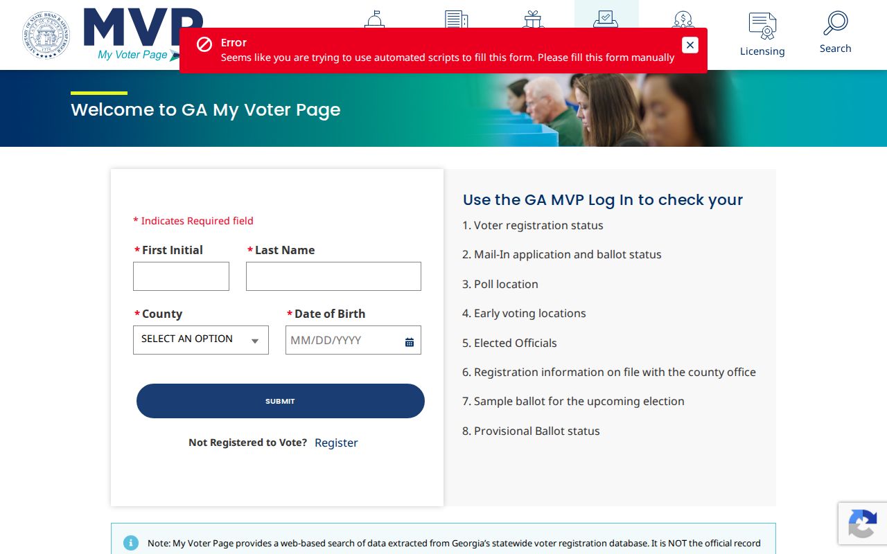 Dunwoody voter records lookup on Georgia My Voter Page